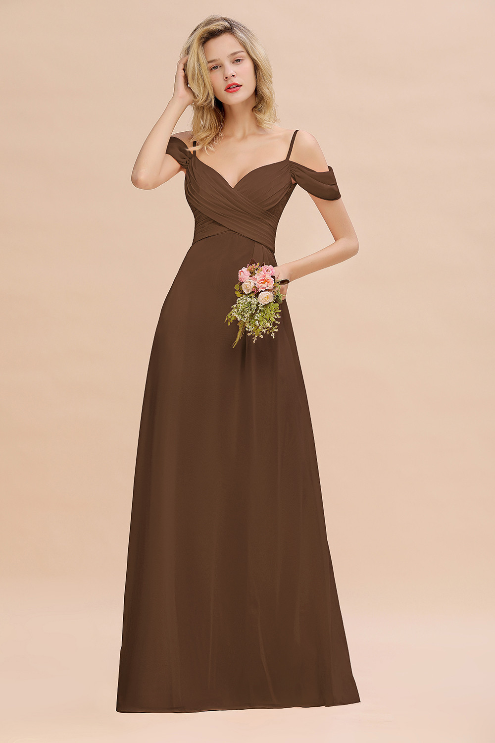 Spaghetti Straps Sweetheart Ruffles Bridesmaid Dress