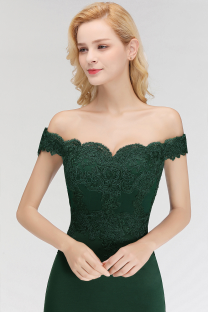 Elegant Long Mermaid Off-the-Shoulder Lace Bridesmaid Dresses