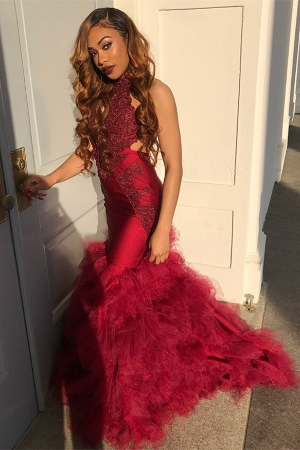 Marvelous Halter Tulle Mermaid Prom Dress