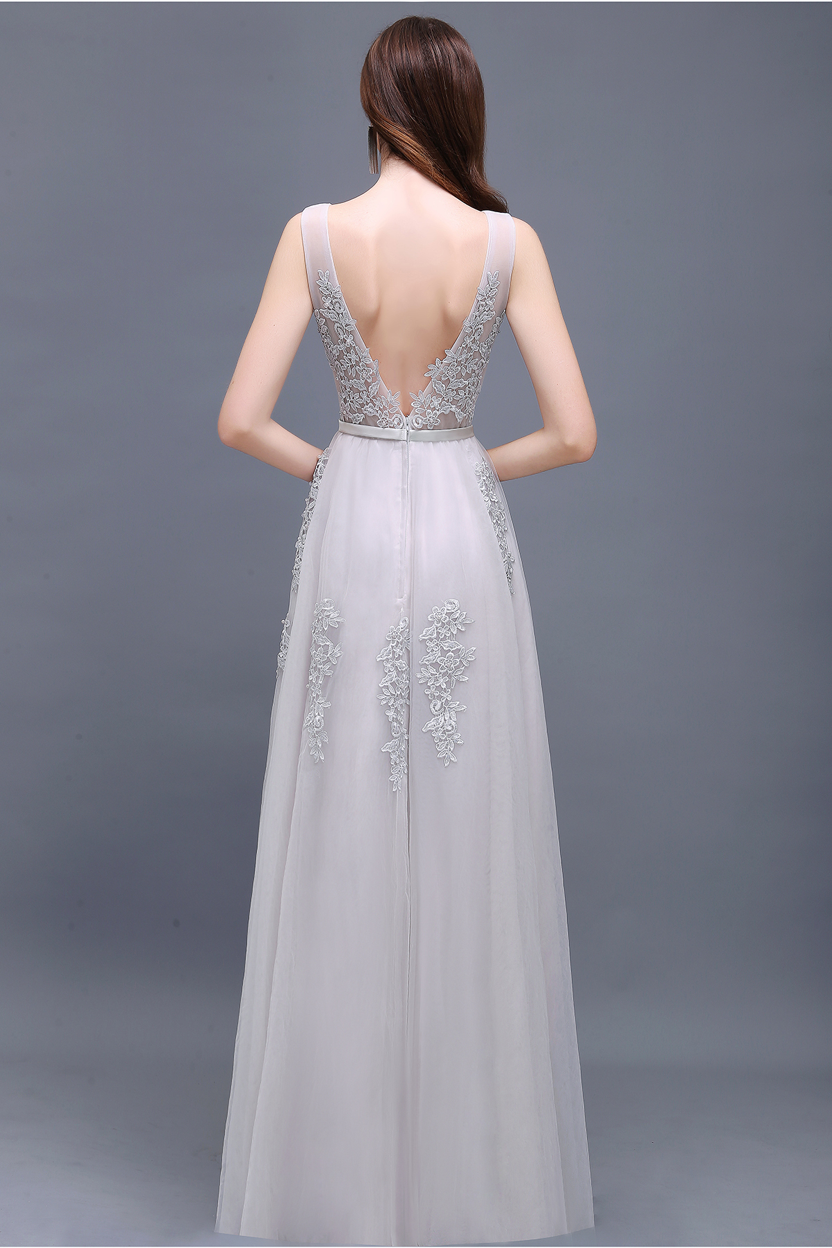 Fabulous V-neck Tulle A-line Evening Dress