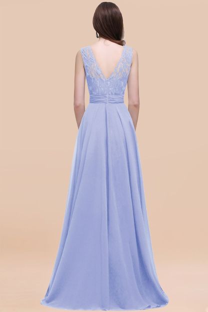 Elegant A-line Chiffon Lace Scoop Sleeveless Floor-Length Bridesmaid Dress
