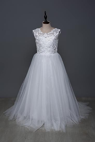 Cute Tulle Ivory Sleeveless Ball Gown Flower Girl Dresses