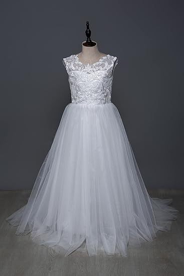 Cute Tulle Ivory Sleeveless Ball Gown Flower Girl Dresses