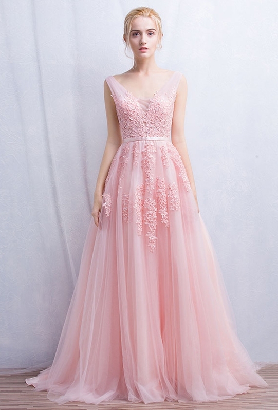 Fabulous V-neck Tulle A-line Evening Dress