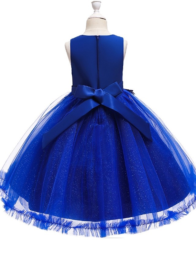 Ball Gown Tulle Sleeveless Jewel Neck Flower Girl Dresses with Appliques Lace