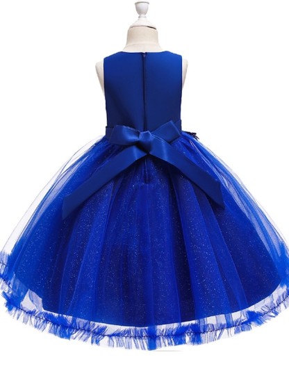 Ball Gown Tulle Sleeveless Jewel Neck Flower Girl Dresses with Appliques Lace