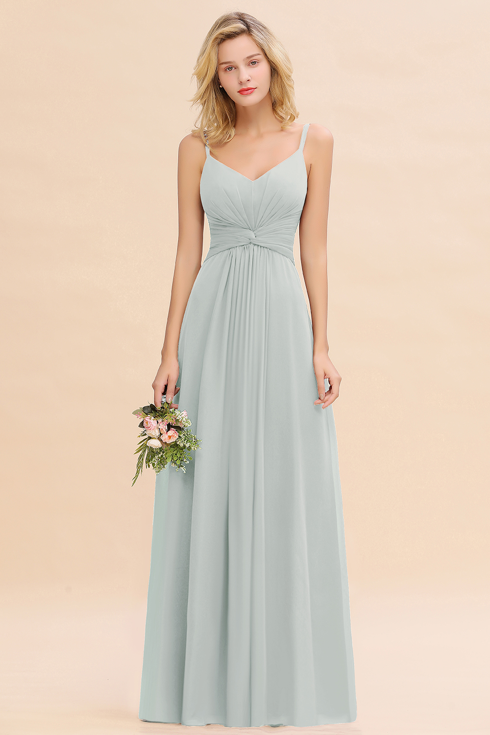 Elegant A-line Ruffles Spaghetti Straps Bridesmaid Dress