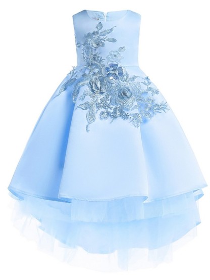Ball Gown Ankle Length Pageant Flower Girl Dresses - Polyester Sleeveless Jewel Neck With Appliques