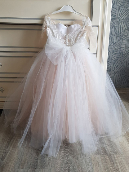 Long Princess Tulle Boho Flower Girl Dresses with Sleeves