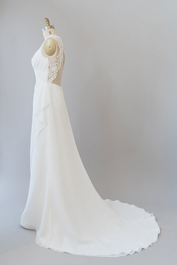 Long Sweetheart Ruffle Lace Chiffon Mermaid Wedding Dress