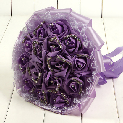 Glitter Crystal Beading Wedding Bouquets with Lace