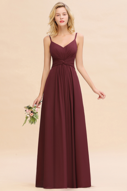 Elegant A-line Ruffles Spaghetti Straps Bridesmaid Dress
