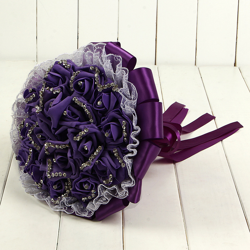 Glitter Crystal Beading Wedding Bouquets with Lace