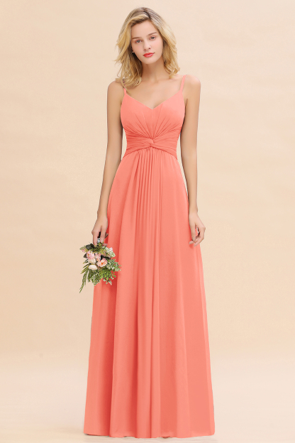 Elegant A-line Ruffles Spaghetti Straps Bridesmaid Dress