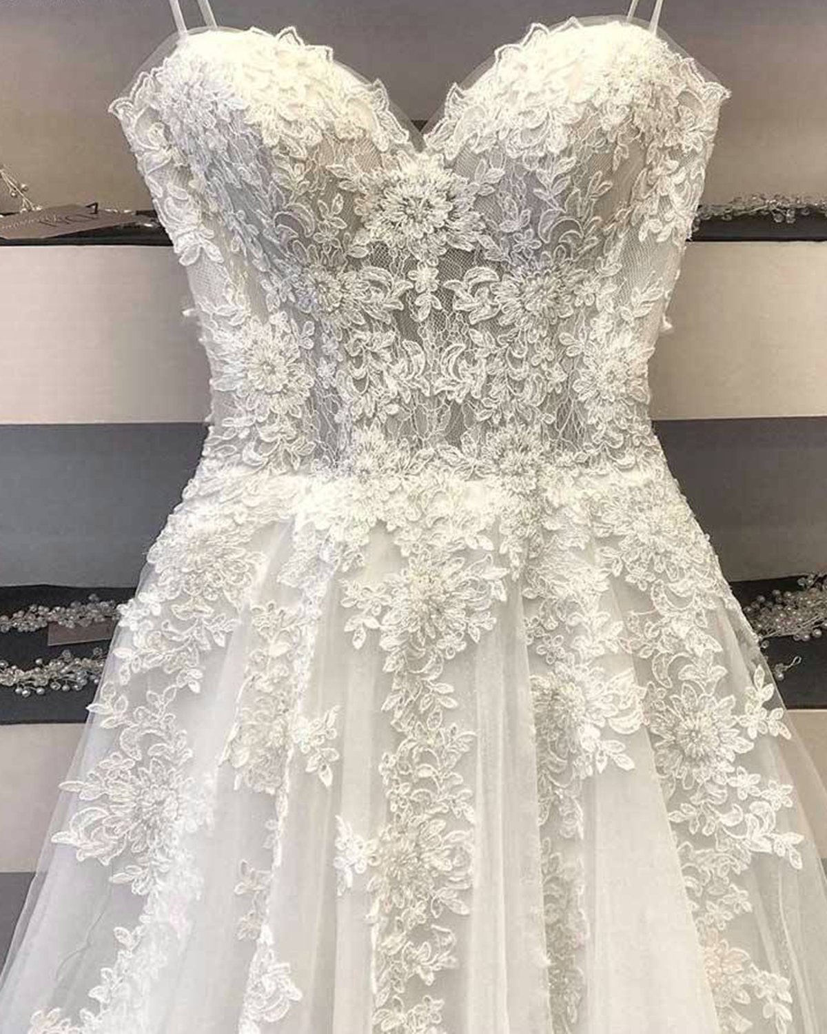 A Line Lace Wedding Dress Princess White Long Formal Bridal Gown