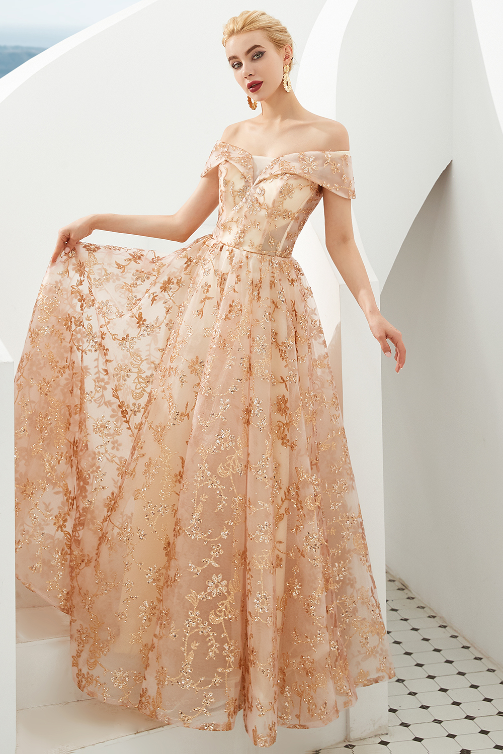 Graceful Off-the-shoulder Tulle A-line Prom Dress