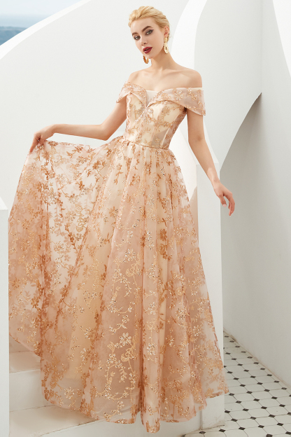 Graceful Off-the-shoulder Tulle A-line Prom Dress