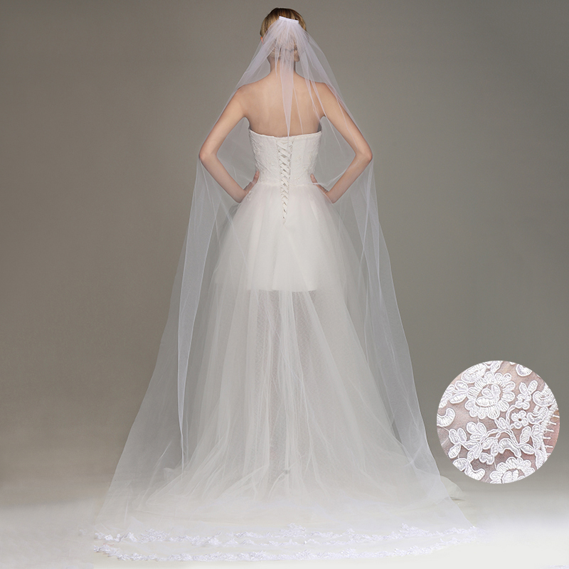 One Layer Cathedral Length Wedding Veil with Comb