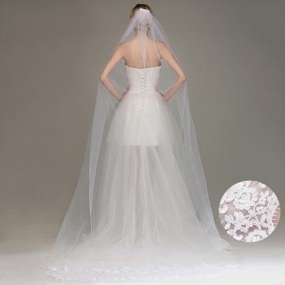 One Layer Cathedral Length Wedding Veil with Comb