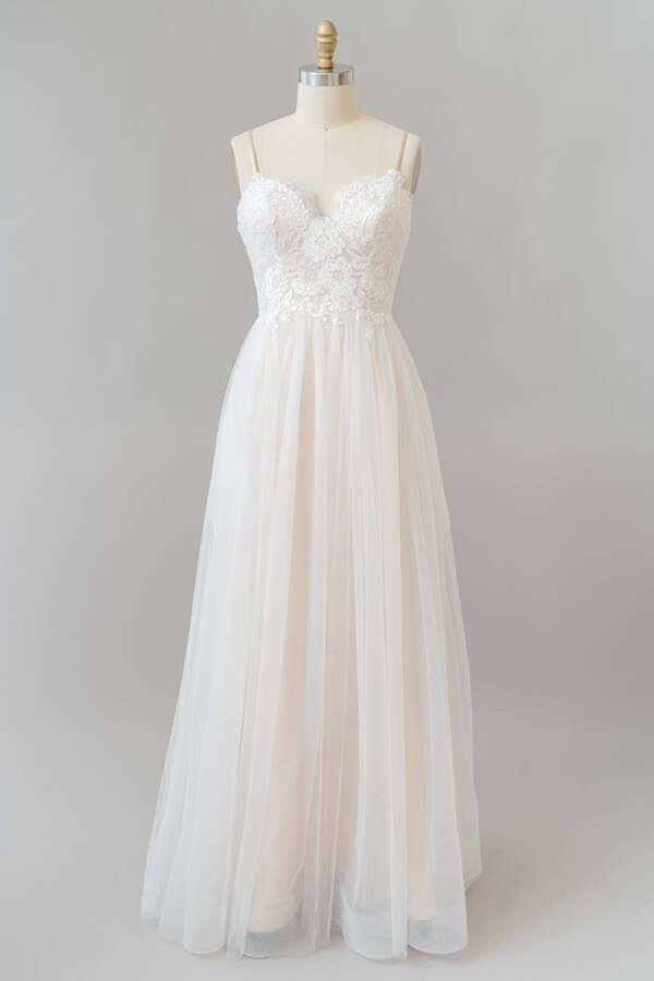 Criss Cross Appliques Tulle A-line Wedding Dress
