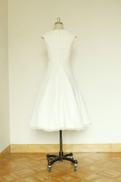 Cap Sleeve Chiffon Mini A-line Wedding Dress