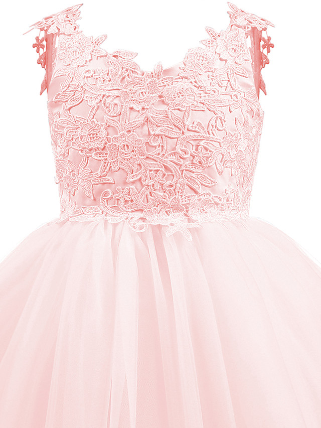 Short Ball Gown Tulle Flower Girl Dresses White First Communion Dresses