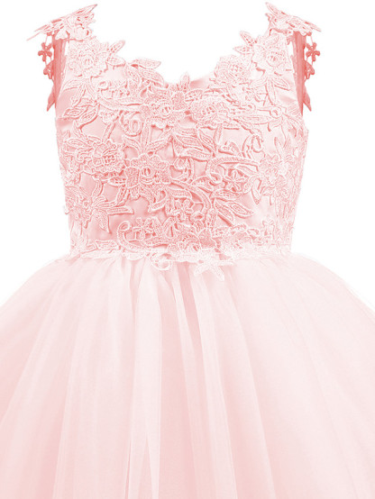 Short Ball Gown Tulle Flower Girl Dresses White First Communion Dresses