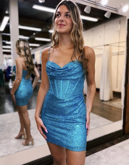 Sexy Short Mermaid Sweetheart Ruffle Backless Prom Dresses