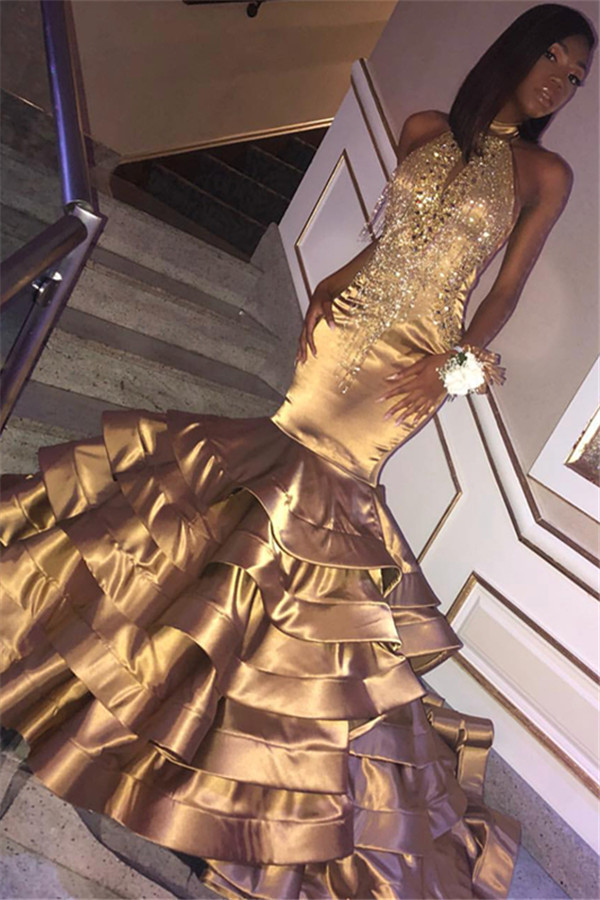 Beautiful Halter Appliques Mermaid Prom Dress