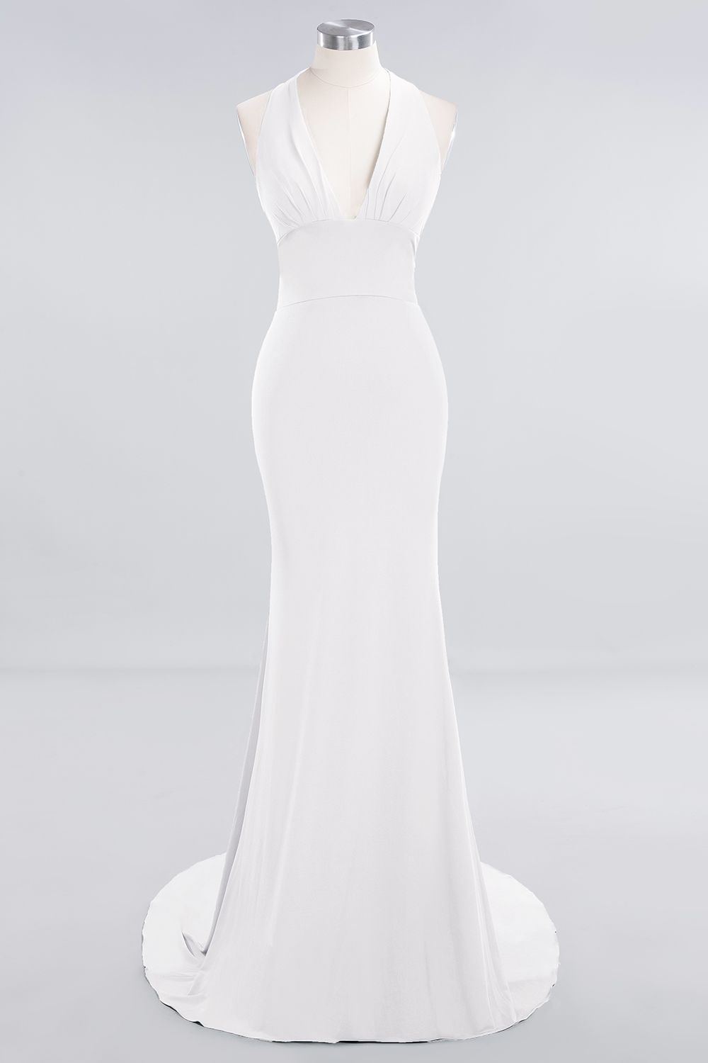 BM0670 Elegant Mermaid Halter Pool V-neck Bridesmaid Dress