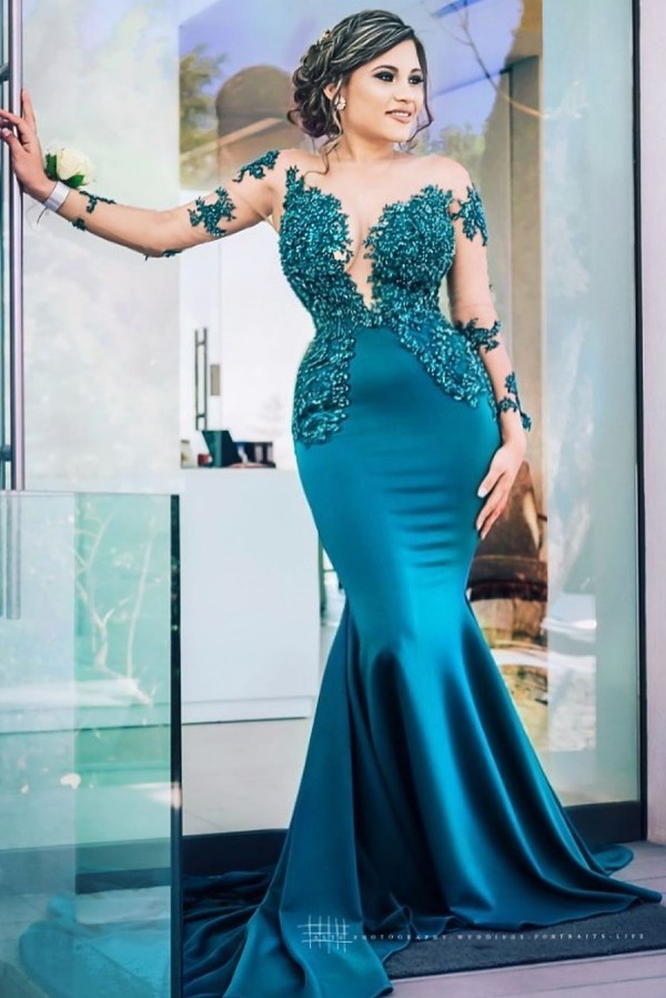 Latest Jewel Satin Mermaid Prom Dress