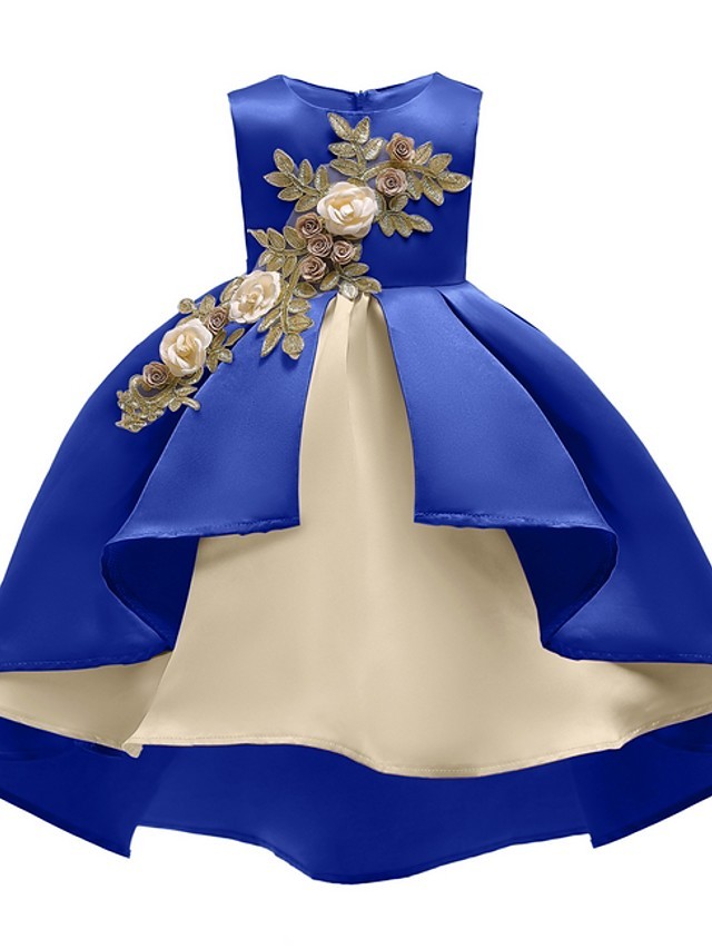 Ball Gown Ankle Length Pageant Flower Girl Dresses - Polyester Sleeveless Jewel Neck With Appliques