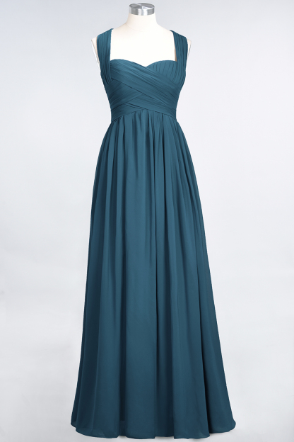 Burgundy Simple Long A-line Cap Sleeves Sweetheart Bridesmaid Dress