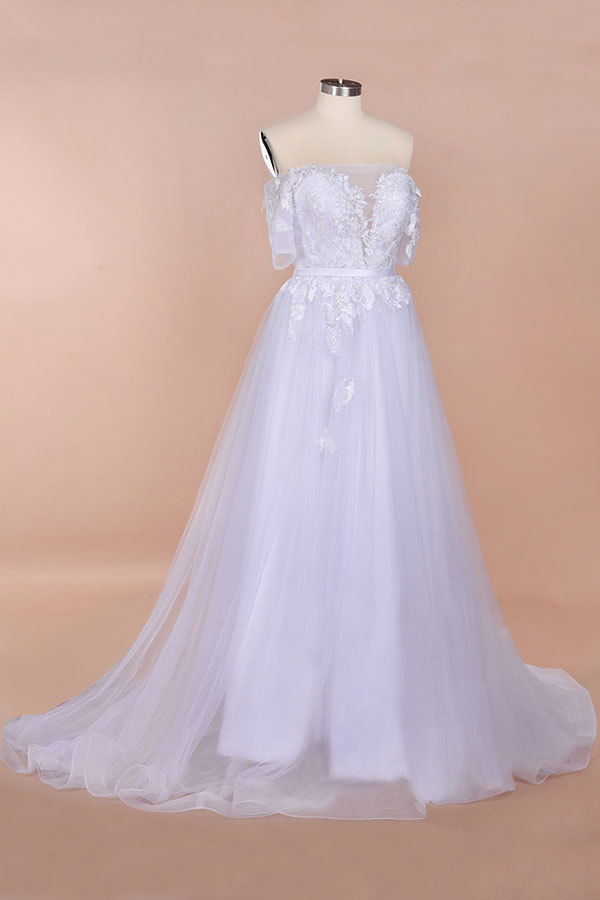 A-line Off-the-shoulder Appliques Wedding Dress