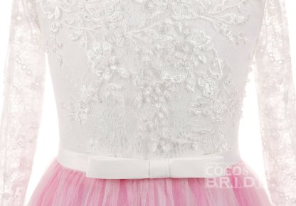 Scoop Neck Long Sleeves Ball Gown Flower Girls Dress