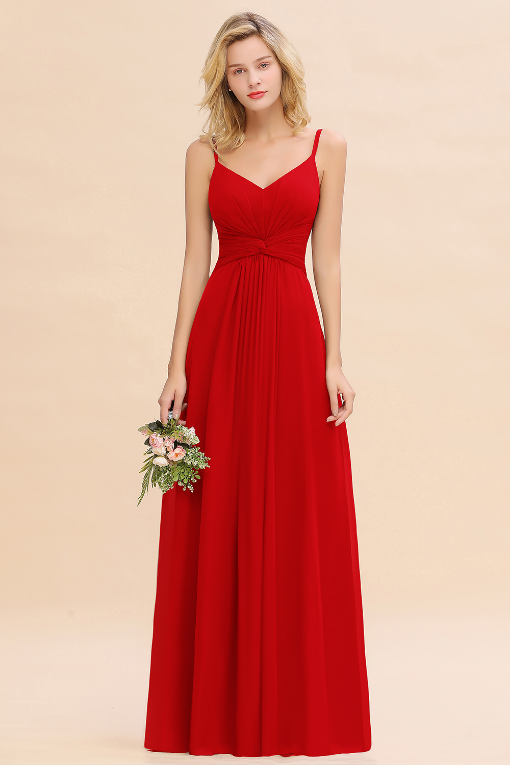 Elegant A-line Ruffles Spaghetti Straps Bridesmaid Dress