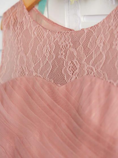 Long Crew Neck Tulle Junior Bridesmaid Dress A-line Flower Girl Dresses