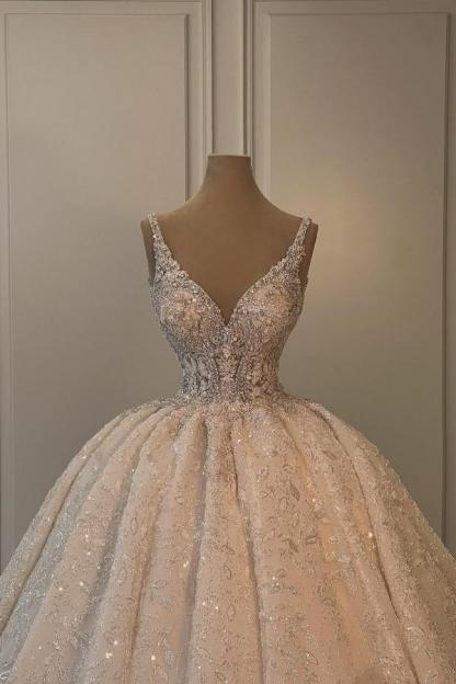 Elegant Off The Shoulder Ball Gown Long Wedding Dress With Appliques Lace