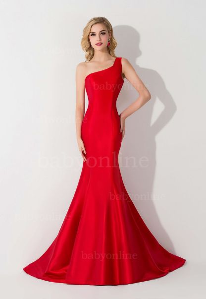 Mermaid Satin One-Shoulder Sleeveless Floor-Length Bridesmaid Dress