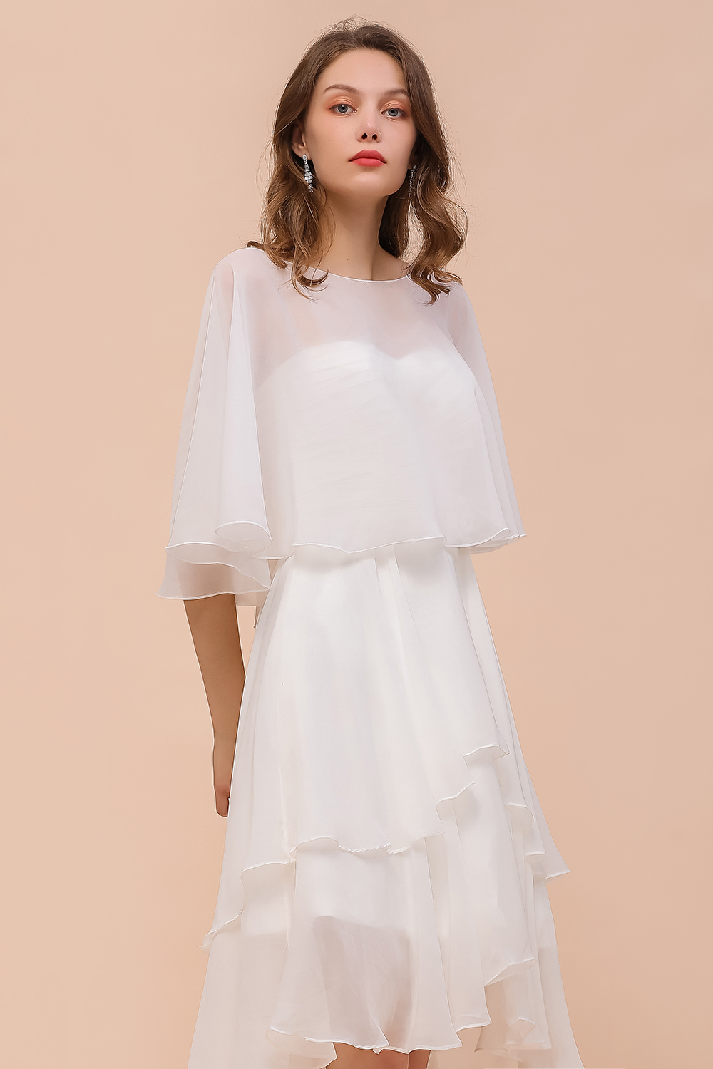 BM1077 Jewel White Chiffon Special Occasions Wraps