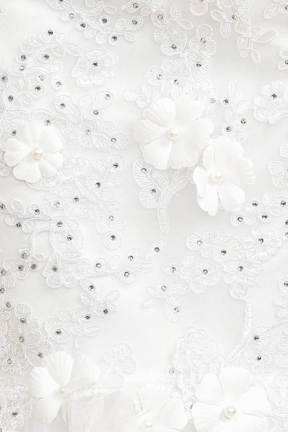 Long Appliques Beads Tulle Mermaid Wedding Dress