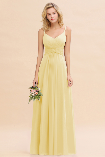 Elegant A-line Ruffles Spaghetti Straps Bridesmaid Dress