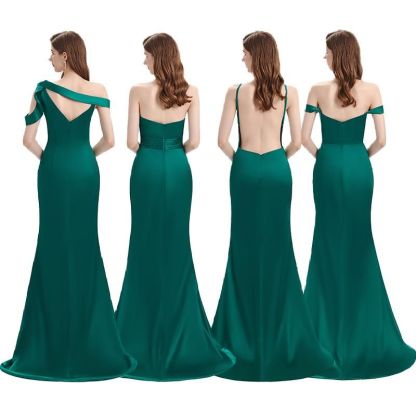 Dark Green Mermaid Side Split Bridesmaid Dresses Mixed Styles