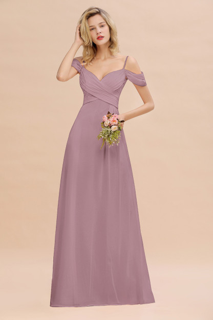 Spaghetti Straps Sweetheart Ruffles Bridesmaid Dress