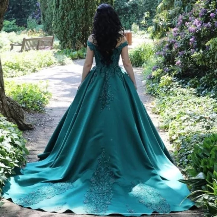 Long A-line Off the Shoulder Satin Floor length Prom Dresses