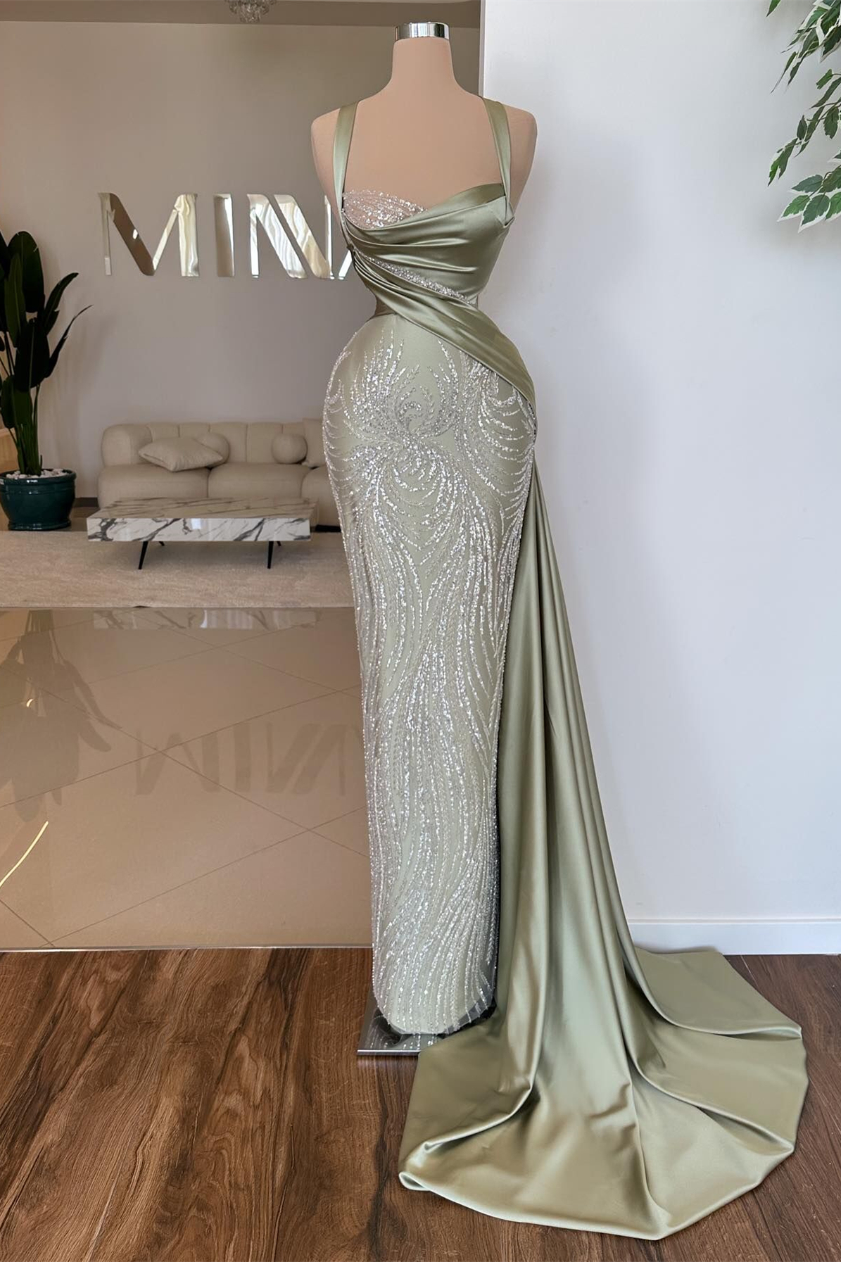 Sweetheart Spaghetti Straps Mermaid Satin Long Prom Dress