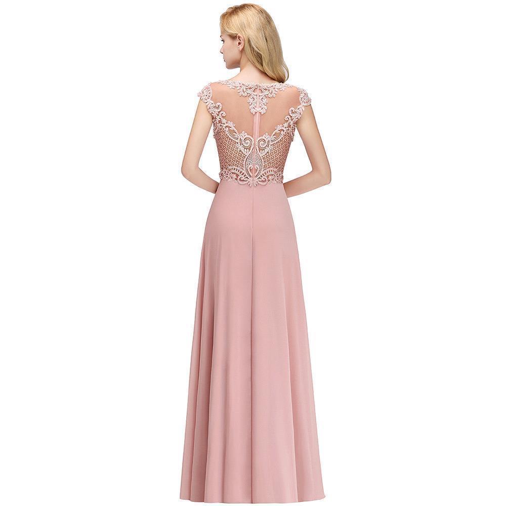 A-line Crystal Decorated Floor Length Evening Dress