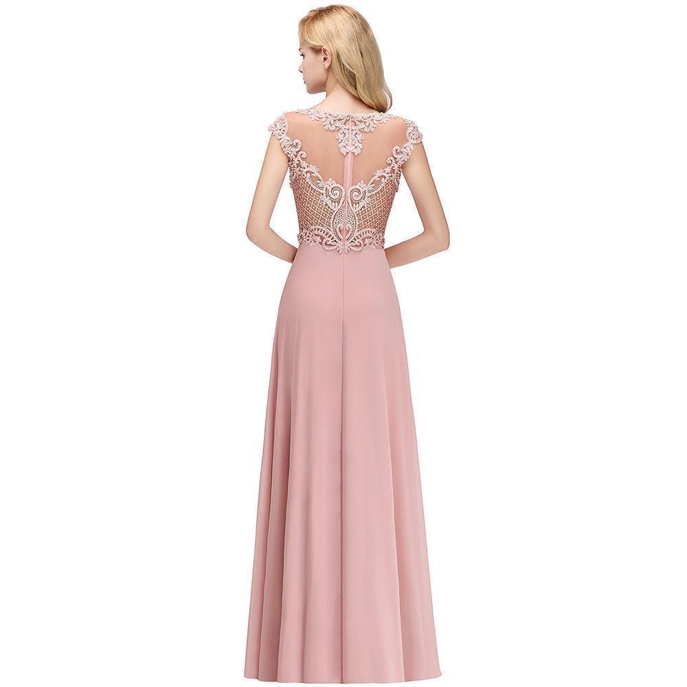 A-line Crystal Decorated Floor Length Evening Dress