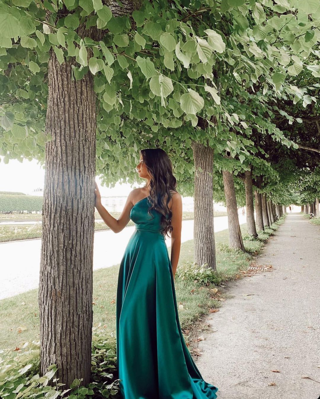 Simple A-line One Shoulder Satin Floor-length Prom Dress With Ruffles