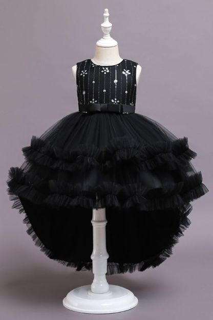 FS9977 Red Belt Tulle Ruffles Flwoer Girl Dress